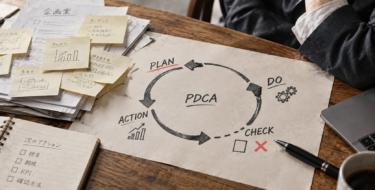 PDCAのPlan・Do・Check・Actionのうち、Checkで止まっている状態を表した図