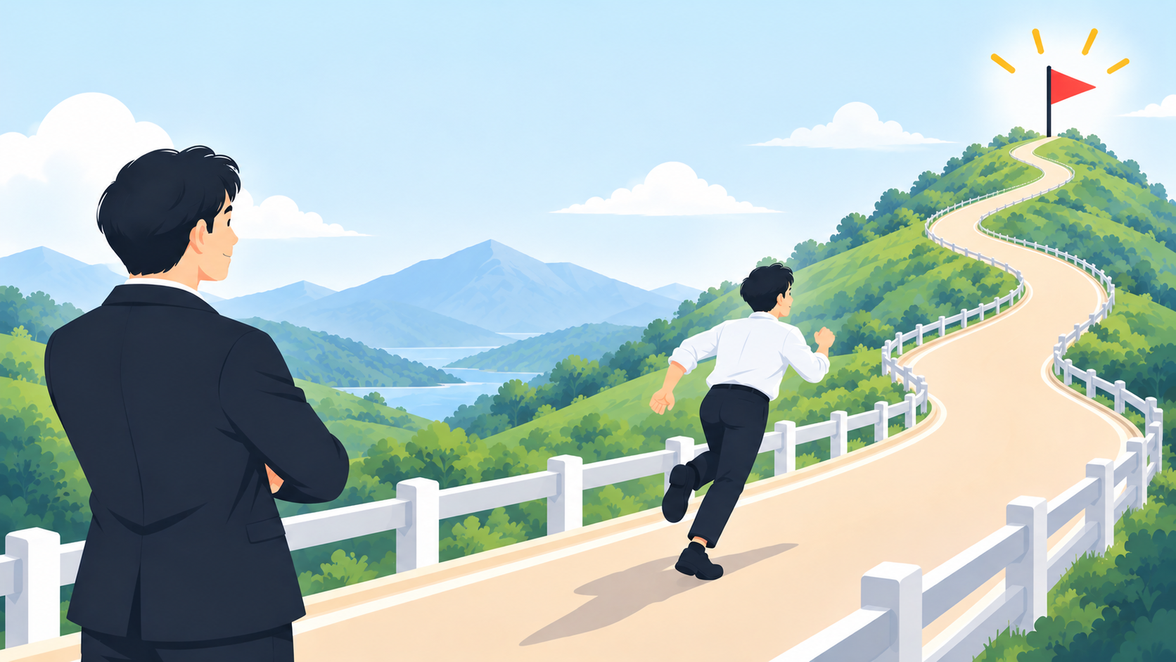 委任ラインの中で上司に見守られながら、自分の力でゴールへ走る社員